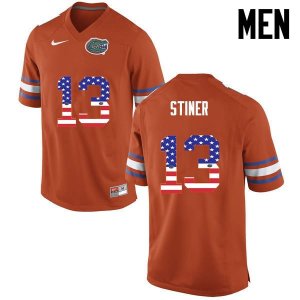 Men's Florida Gators #13 Donovan Stiner NCAA Nike Orange USA Flag Fashion Authentic Stitched College Football Jersey MKS4262NY